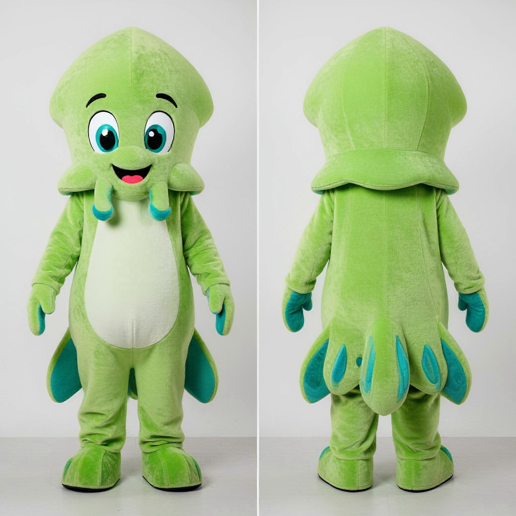 MASTICOT Lime Green Rounded Squid Mascot