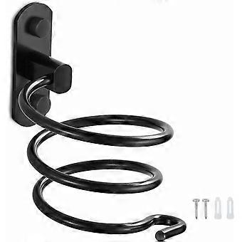 Suporte do secador de cabelo de alumínio montado na parede suporte do secador de cabelo suporte do cabo para a cozinha do banheiro acessórios do banheiro (preto)