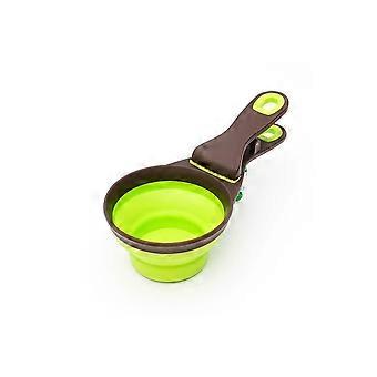 Collapsible Pet Food Scoop and Bag Clip, Green