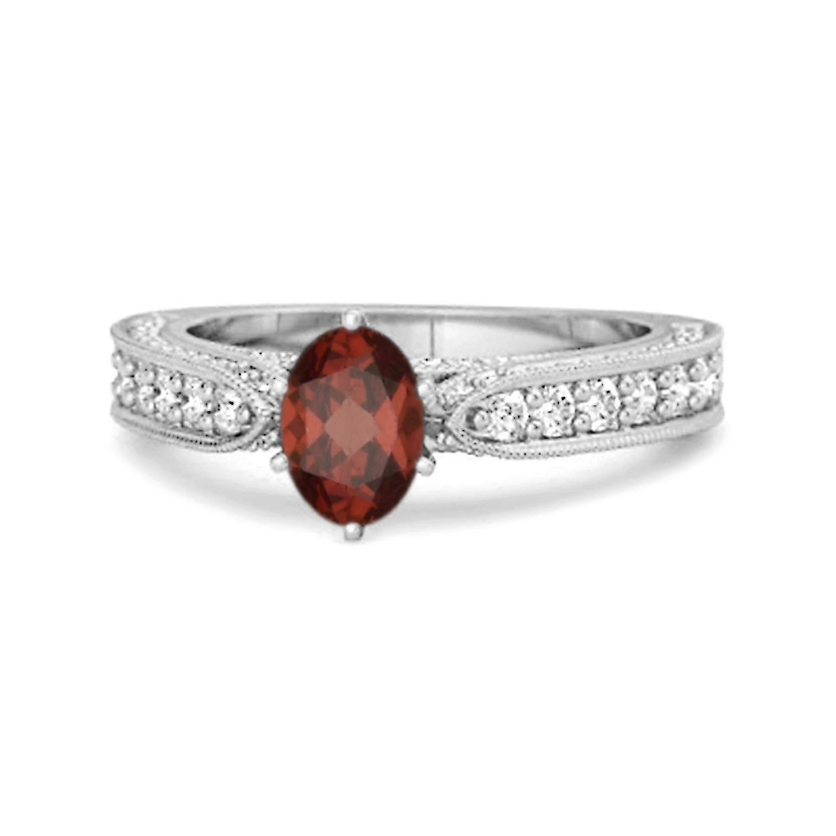 Garnet Tapered Five Stone Ring - 925 Sterling Silver