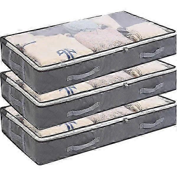 Foldable Under-Bed Storage Boxes, 75L Large Capacity Foldable Clothes Storage Containers with Transparent Window and Handle