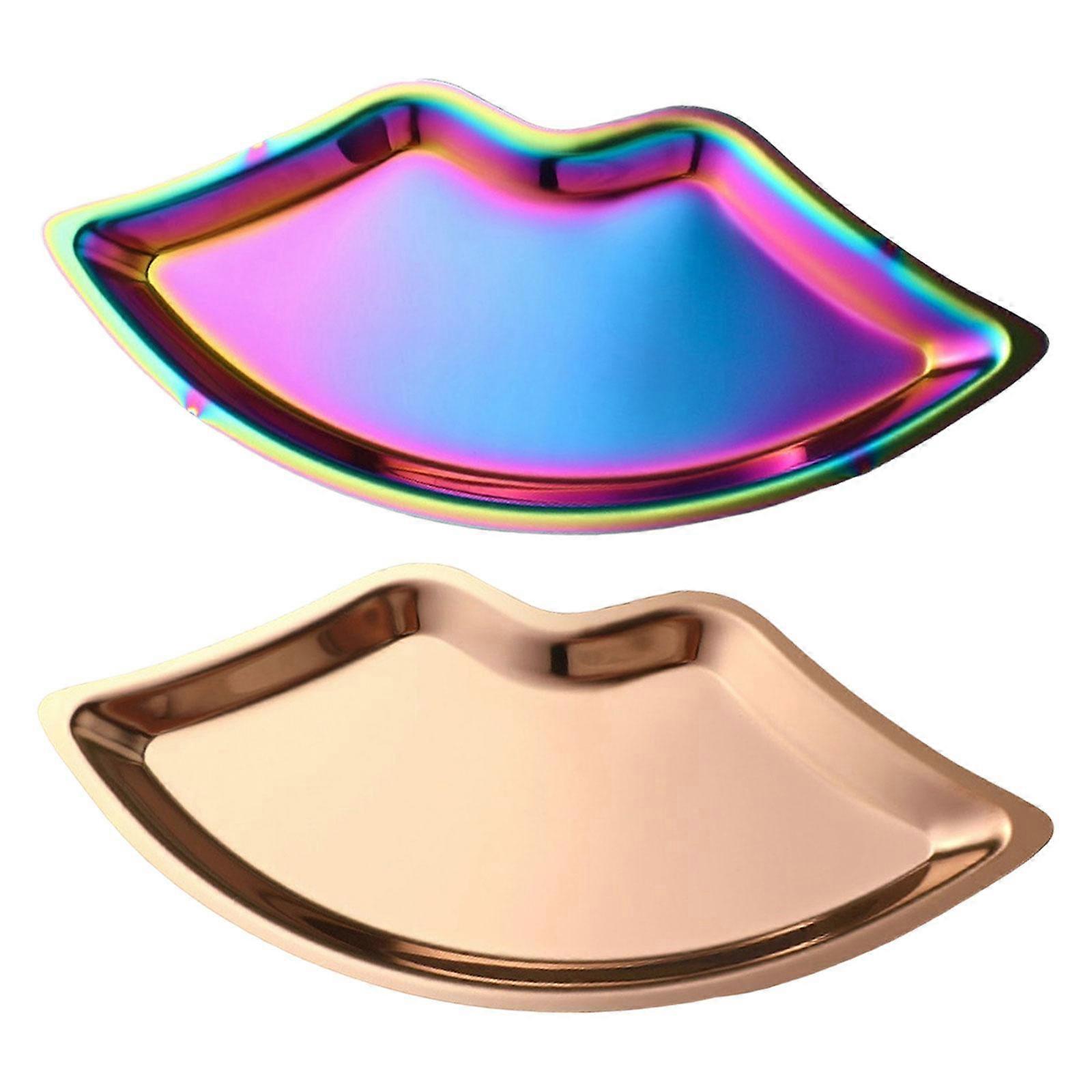 2 Pack Lip Pattern Vanity Tray Creative Candle Soap Shampoo Storage Trays Make