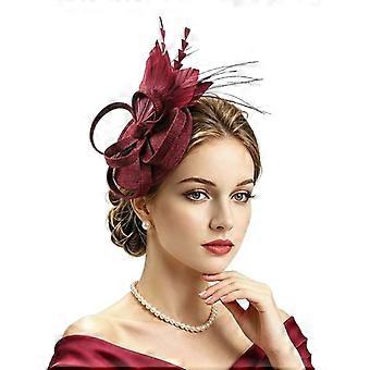 Mini-Hut-Haarreif mit Federbesatz und strukturierter Basis, formeller Fascinator für Hochzeitsgäste und Renntag-Styling
