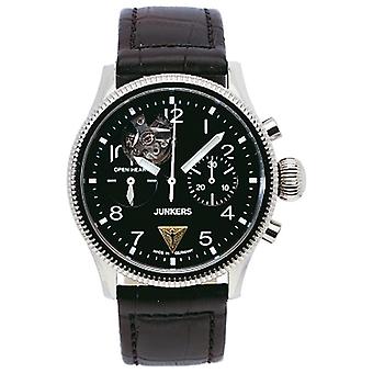 Chronographs ju52 Hand-wound Mechanical Analog Man Watch with Cowskin Bracelet 6520-2