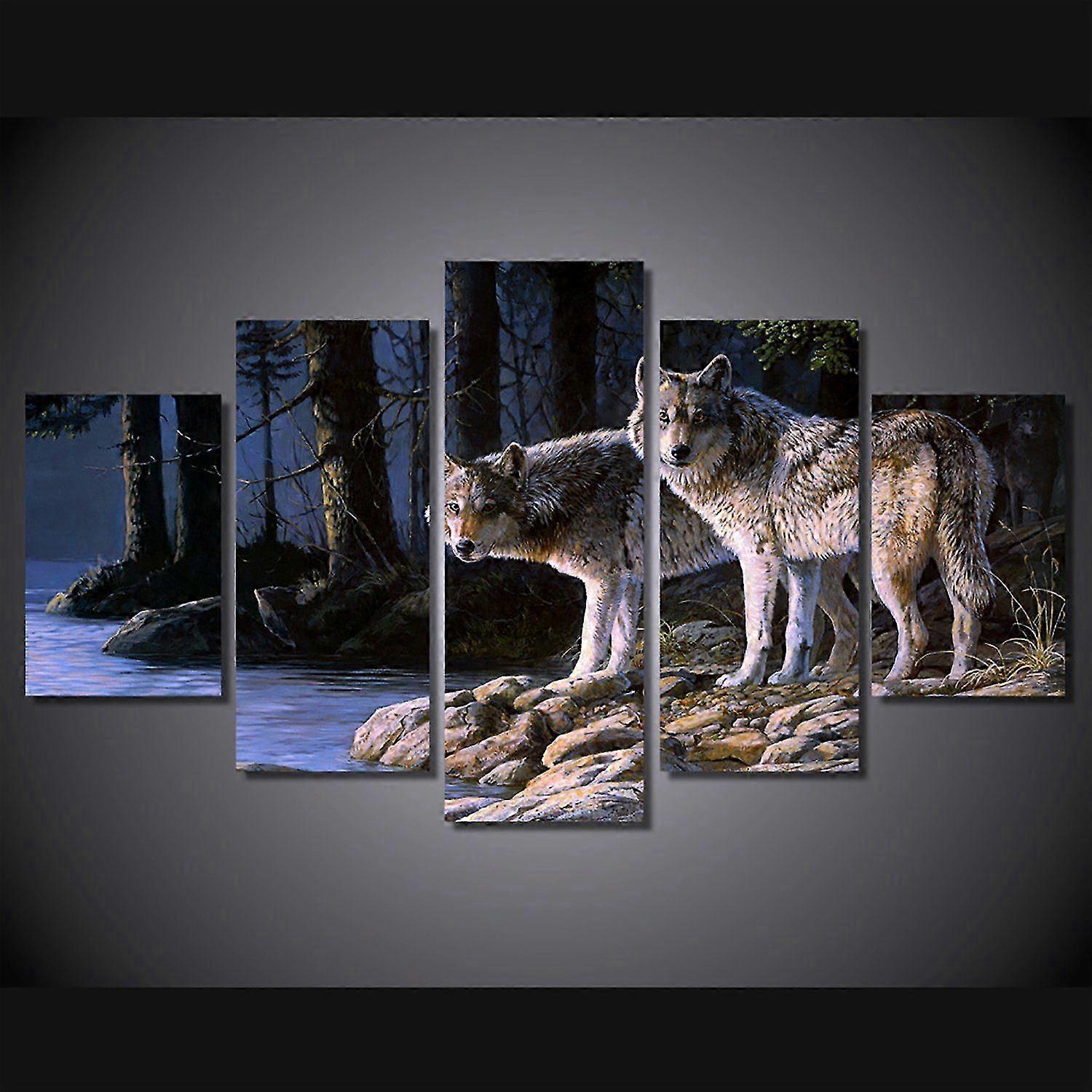Modern Wolf Forest Canvas Wall Art