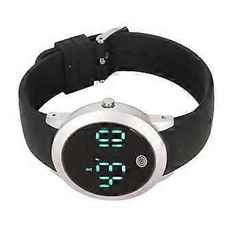 Digital Waterproof Watch Multifunctional Stylish Color Touch Screen Countdown Timer 12 24 Hours Sports Watch Silver Shell BlackJJ