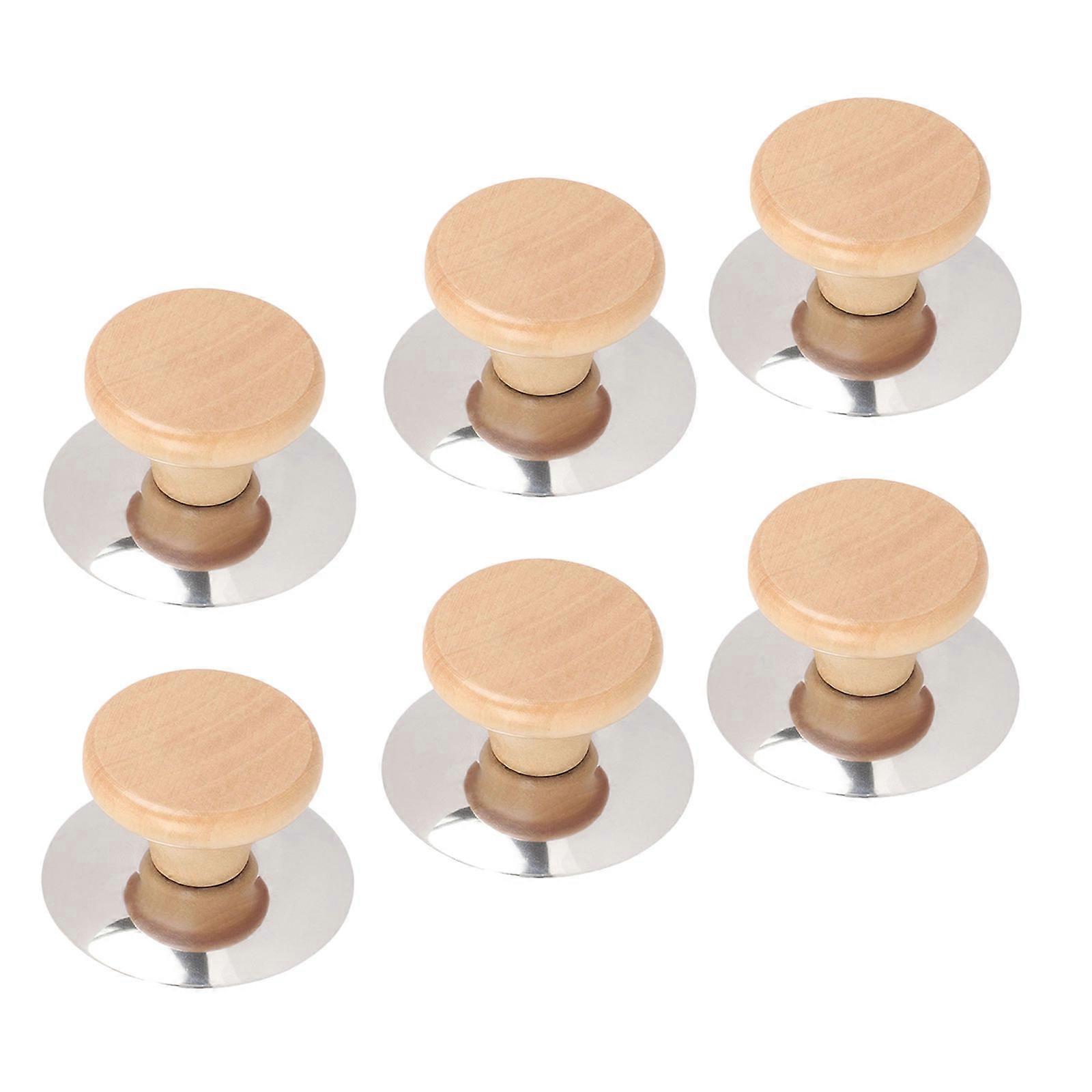 Pot Lid Handle Wood Replacement for 6Pcs Kitchen Pan Lid Knobs Anti-Scalding