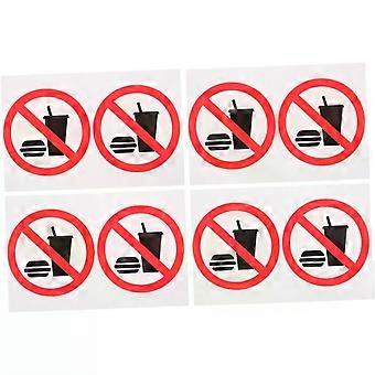 4 adesivos de PVC para sinalização, com a mensagem "Proibido alimentos e bebidas".