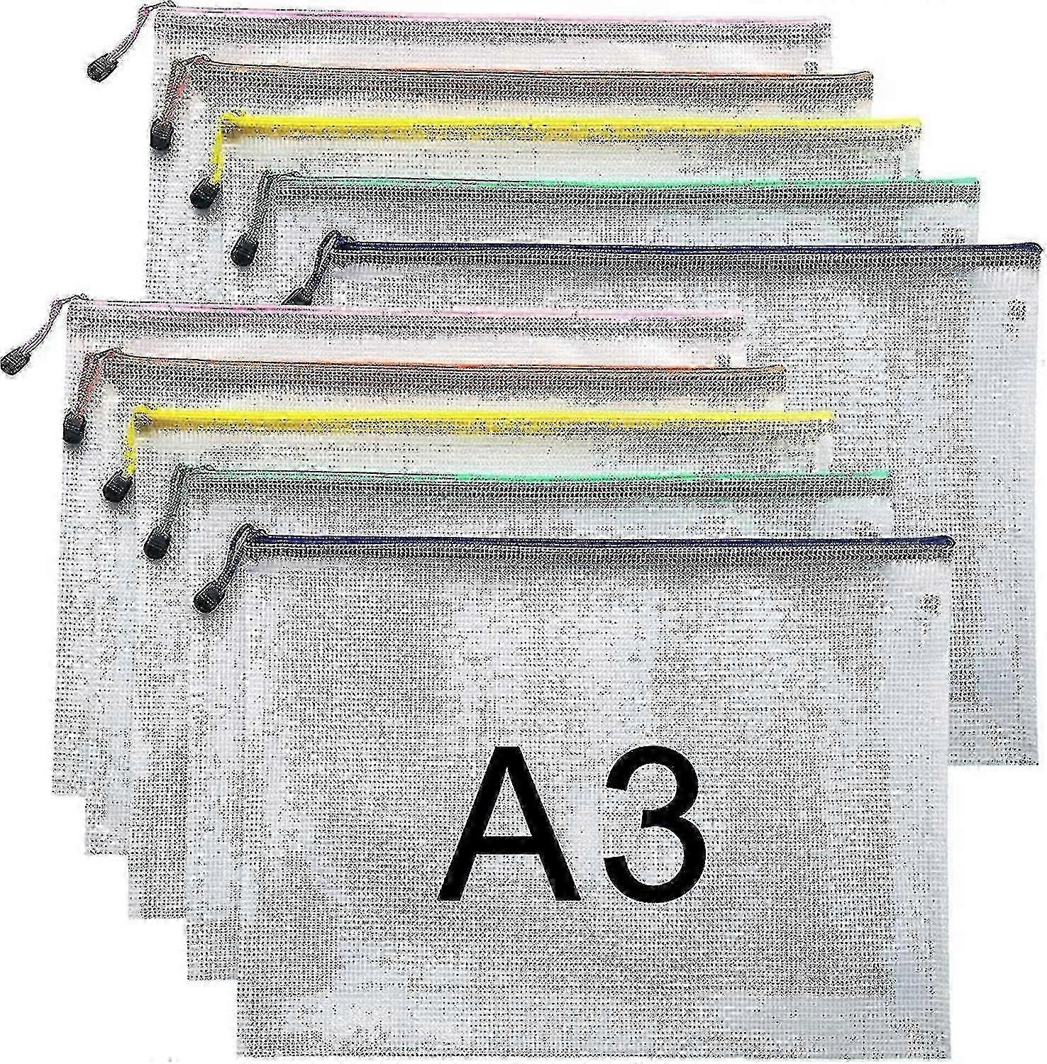 A3 Document Folder File Zipper Bags Plastic Wallets Folder (a3-10pcs)