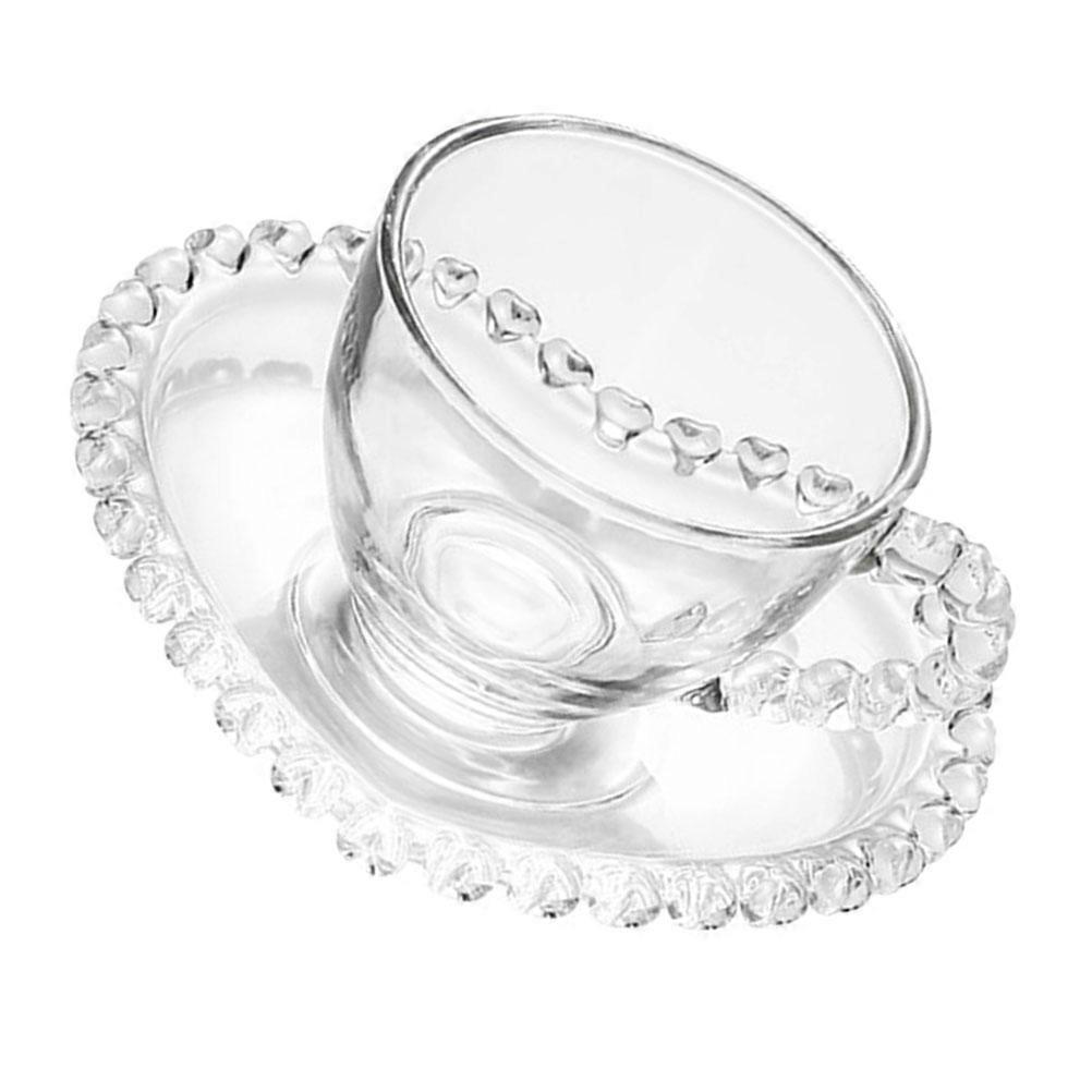 Transparent Glass Coffee Cup for Tea Drinking with 2Sets Tableware