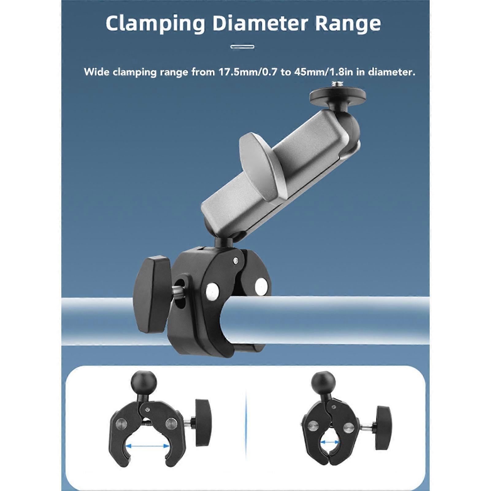 Camera Motorcycle Mount Strong Bearing Capacity Solid Structure 360 Deg Rotation Action Camera Handlebar Mount
