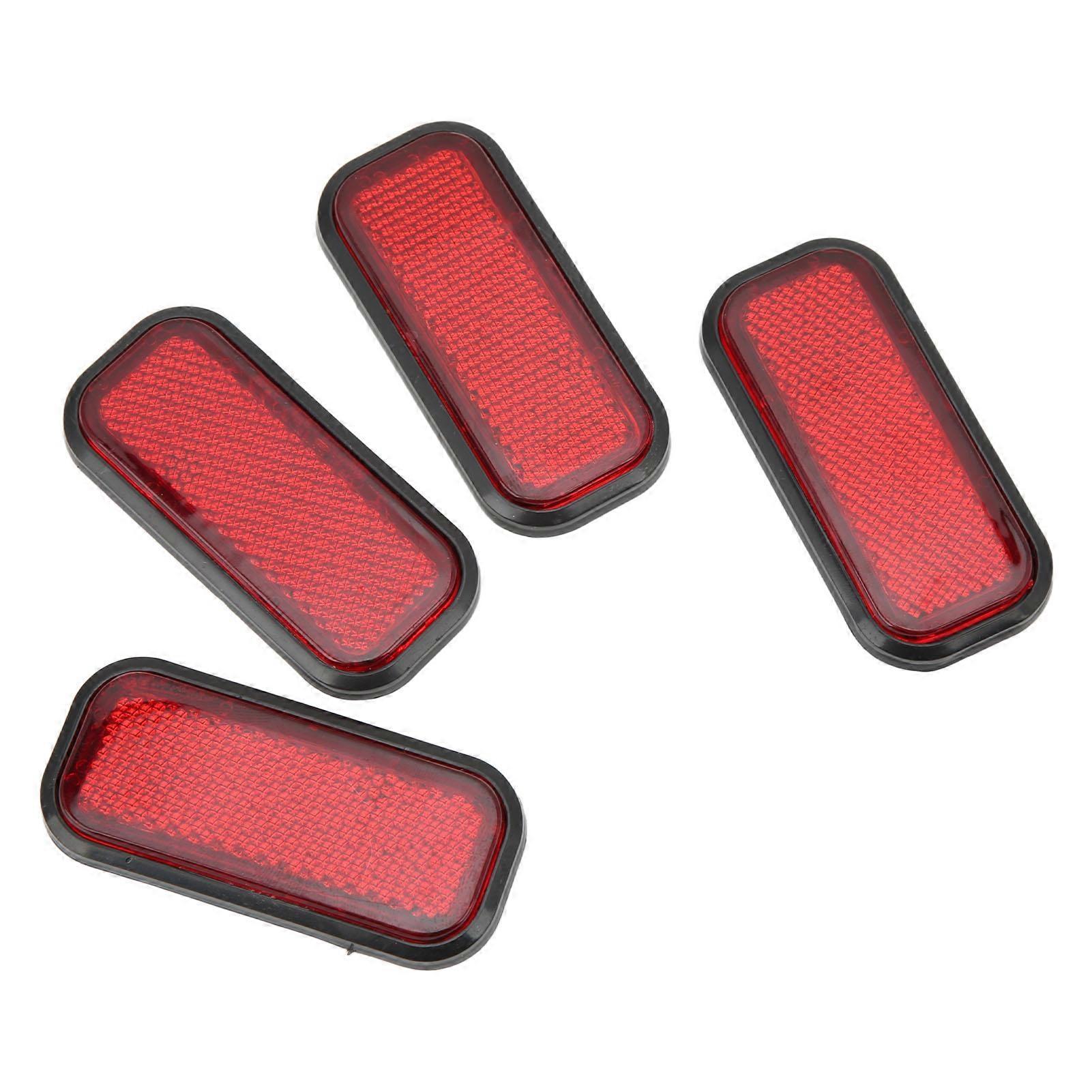 4pcs Rectangular Reflector Safety ABS Reflective Sticker Universal for Car MotorcycleRed