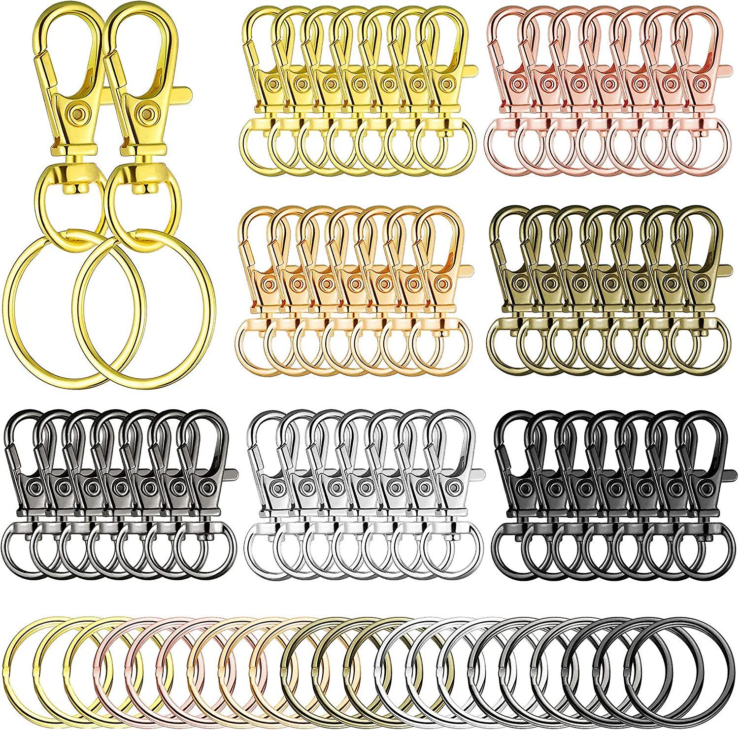 100 Pieces Swivel Clasps Set 50 Piece Lanyard Snap Hooks with 50 Piece Key Chain Rings, Lobster Clasp Keychain Hooks Key Chain Clip Hooks Lobster Claw
