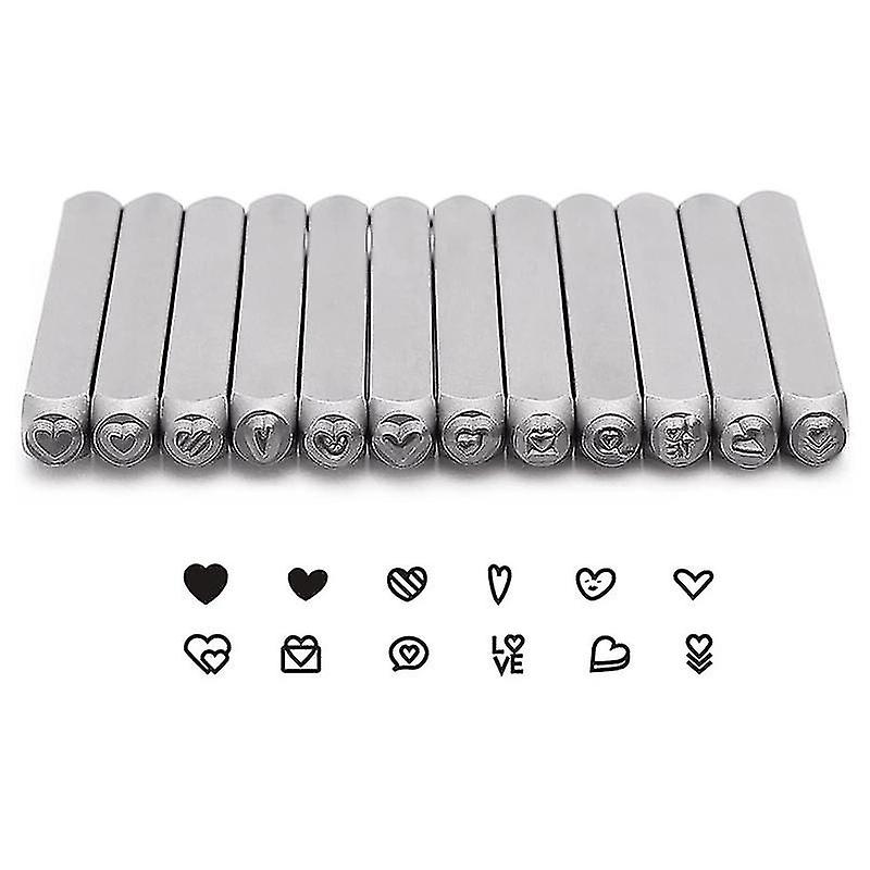 12 Piece -sd () Metal Stamp Set, M (1/8 Inch) Metal Punch Stamp Kit For Metal Pun