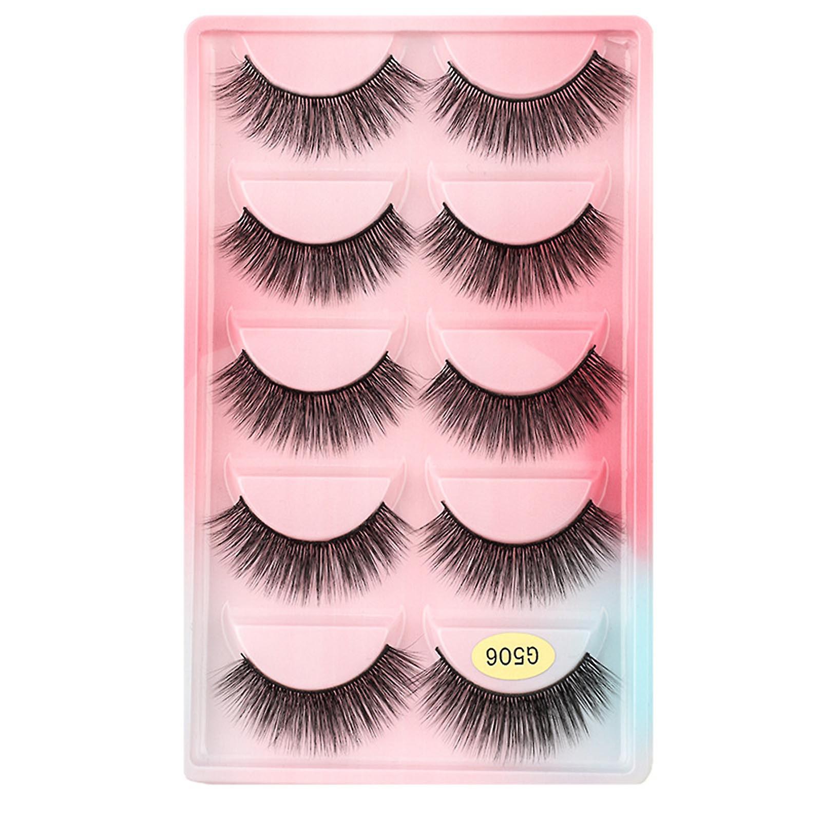 5 Pairs Of 3d Wispy Fluffy Fake Eyelashes Multi-layered Fluffy Volume Long Thick Lashes