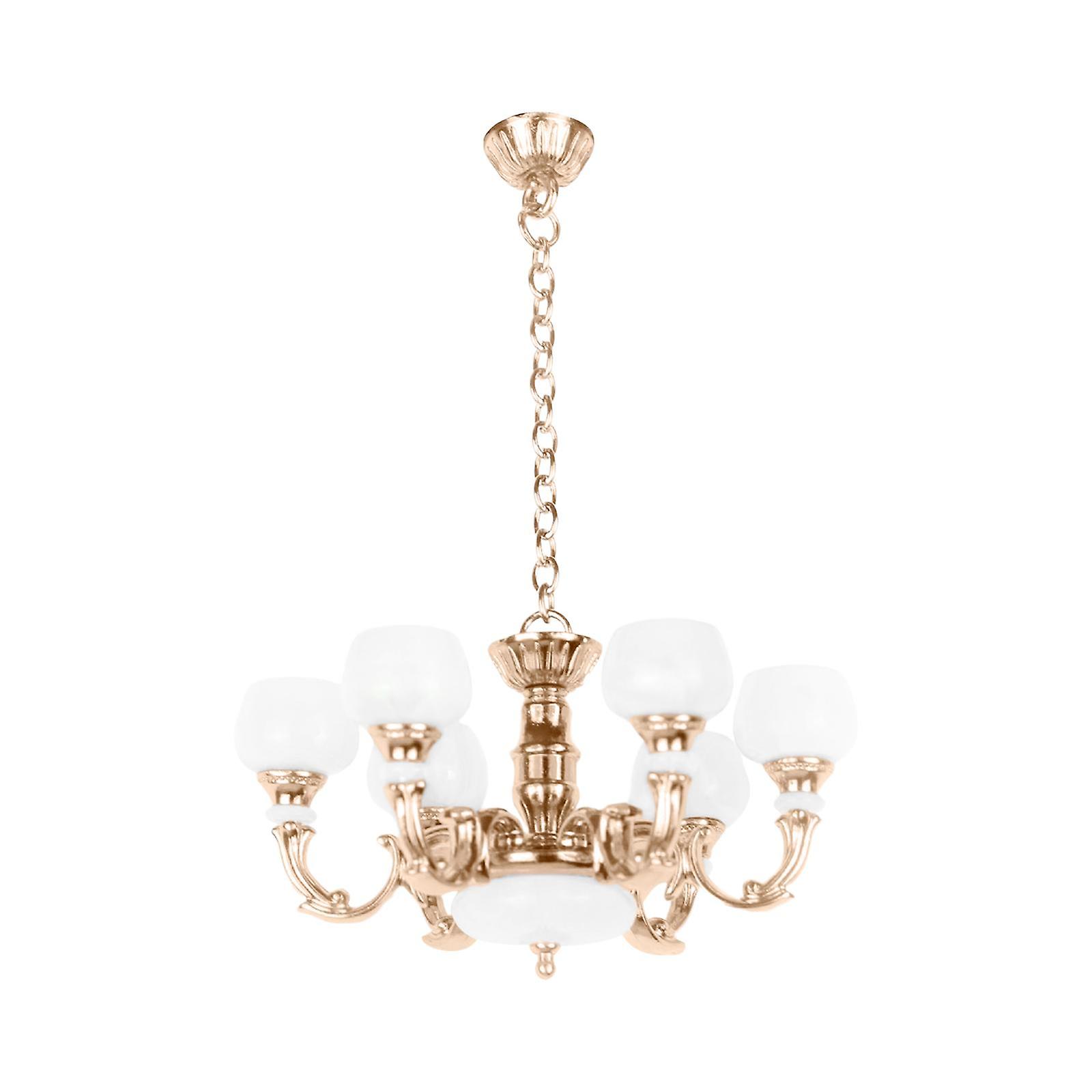1/12 Scale Miniature Chandelier Simulation Furniture Toys Hanging Lamp Model Aureate
