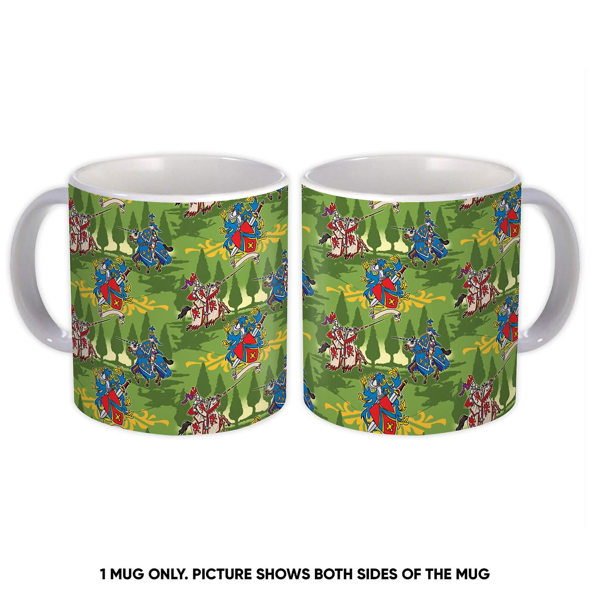 Gift Mug: Medieval Knights Horse Pattern