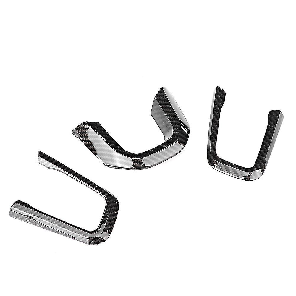3Pcs Carbon Fiber Texture Steering Wheel Decoration Molding Trim Fit For Jeep Wrangler Jl 2018 +