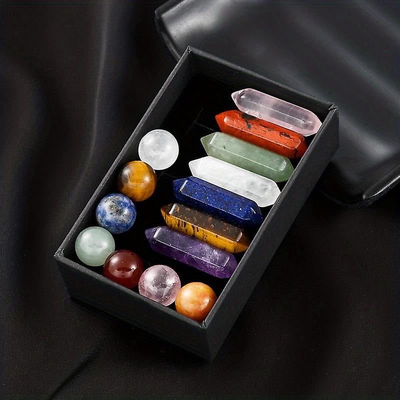 14pcs Pointed Quartz Crystal Chakra Healing Stones And Crystals Set Hexagon Rose Quartz Gems For Meditation Bedroom Decor Unique Gift Box Design