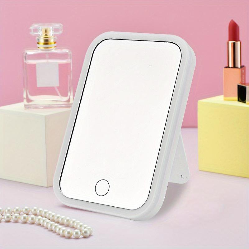 Led Makeup Mirror Touch Screen 3 Light Portable Standing Folding Vanity Mirror 5x Magnifying Compact Cosmetics Mirror