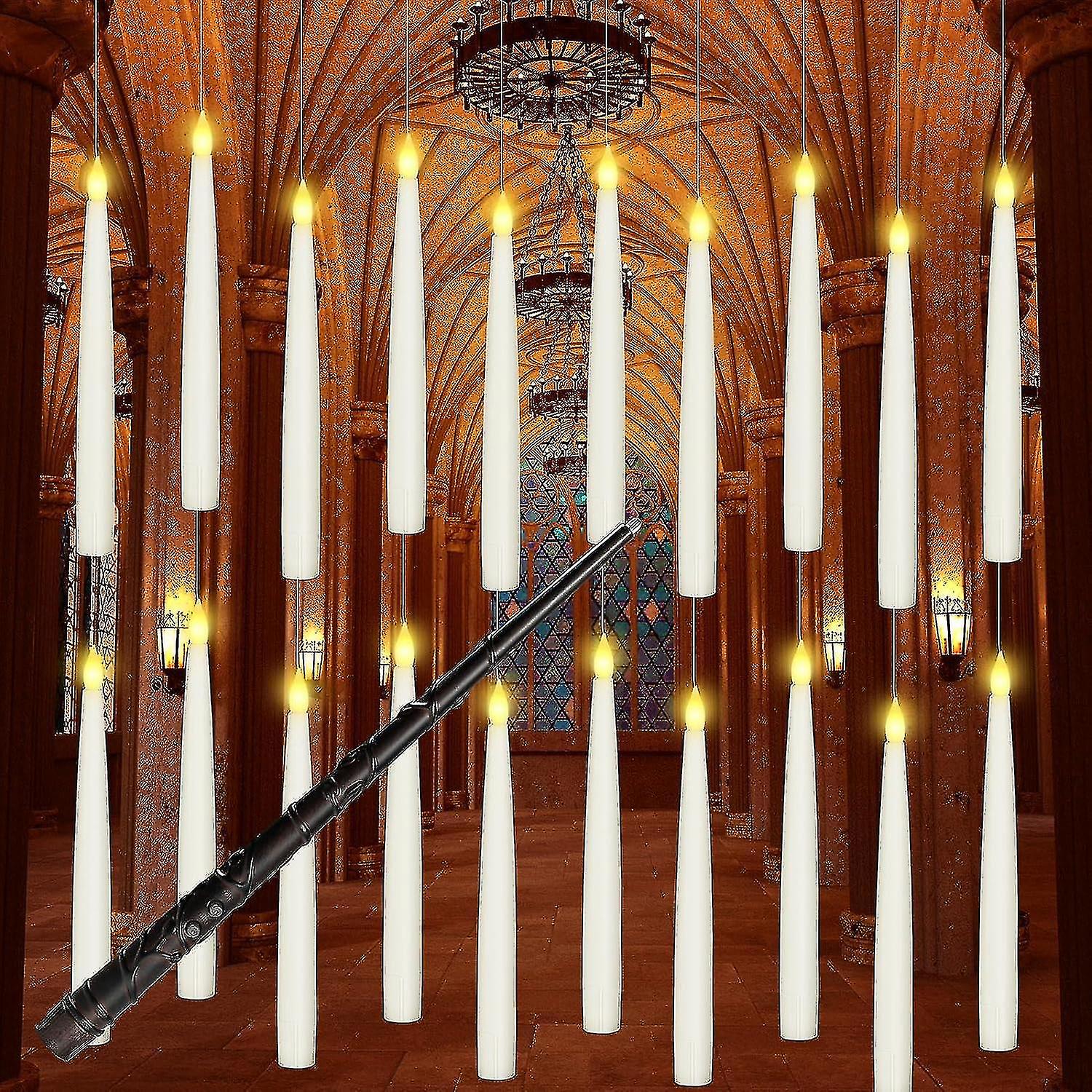 12pcs schwimmende Kerzen LED mit Zauberstab Fernbedienung, hängende flammenlose Kerzen, flackernde warme Lichtkerzen dcor, lustige Dekorationen