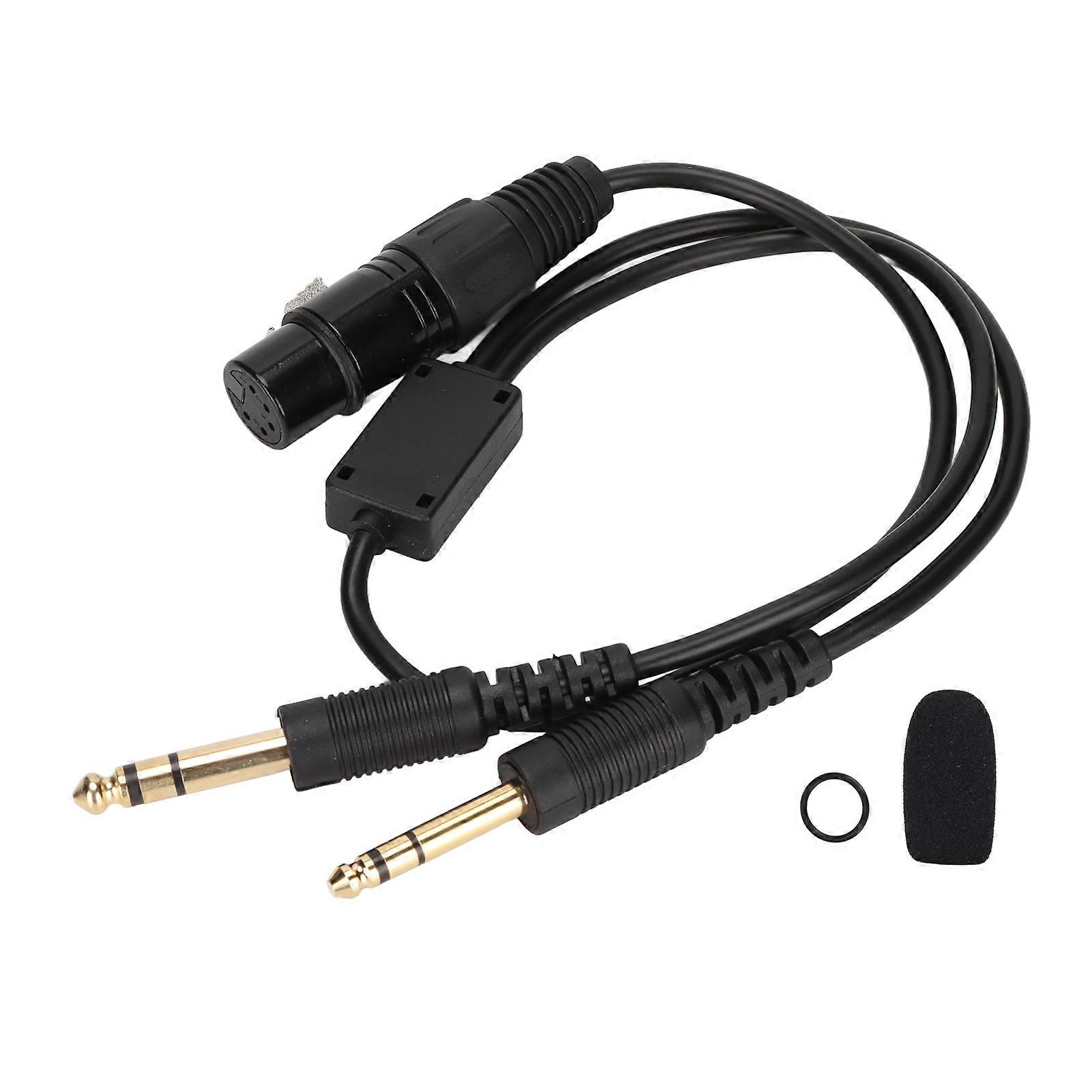 XLR to GA Dual Plug Cable Adapter for Airbus Headphone Adapter for Aviation Headphones with 5 Pin