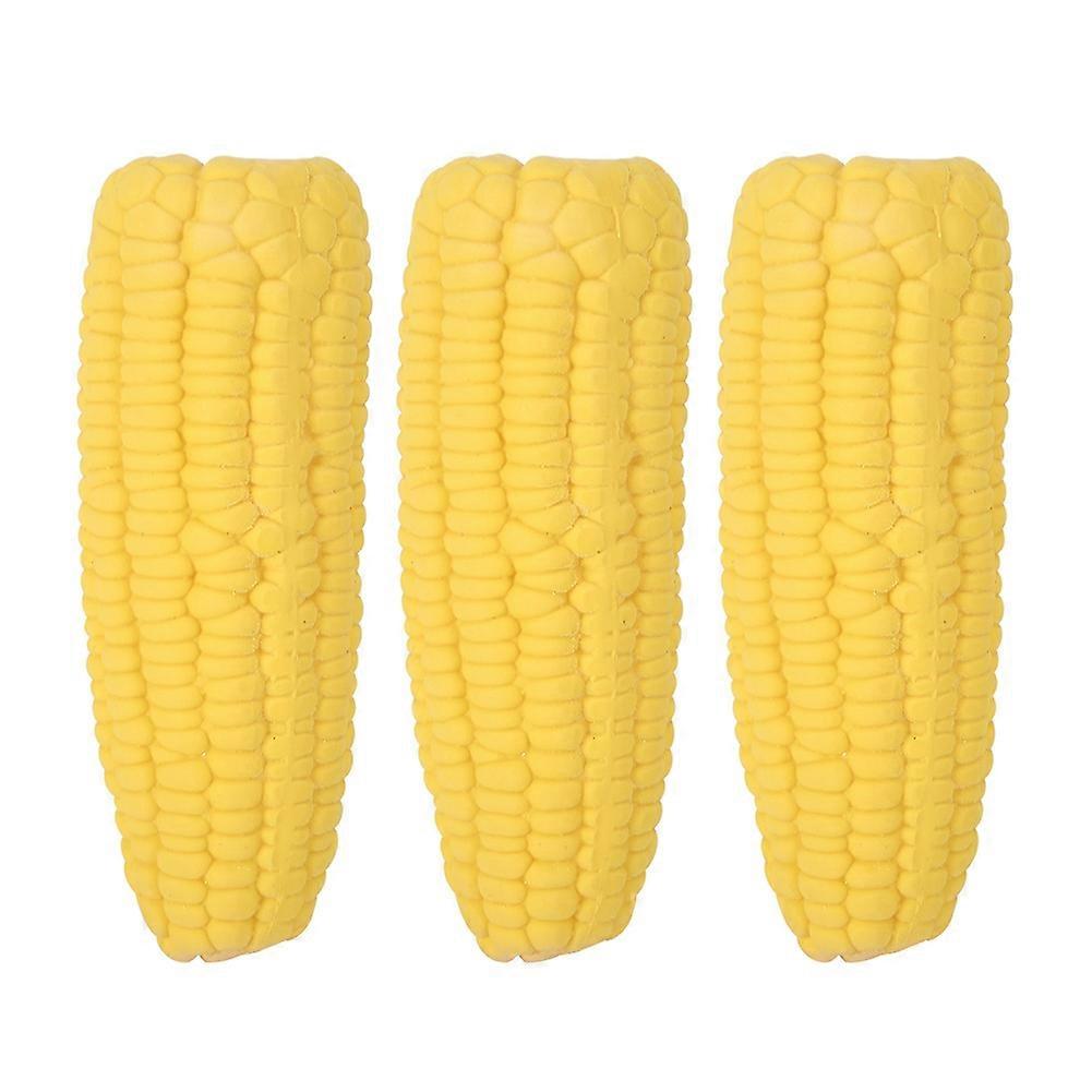 3 Pack Yellow Latex Corn Shape Interactive Dog Toys for Teeth Cleaning, Chewing and Biting Protection