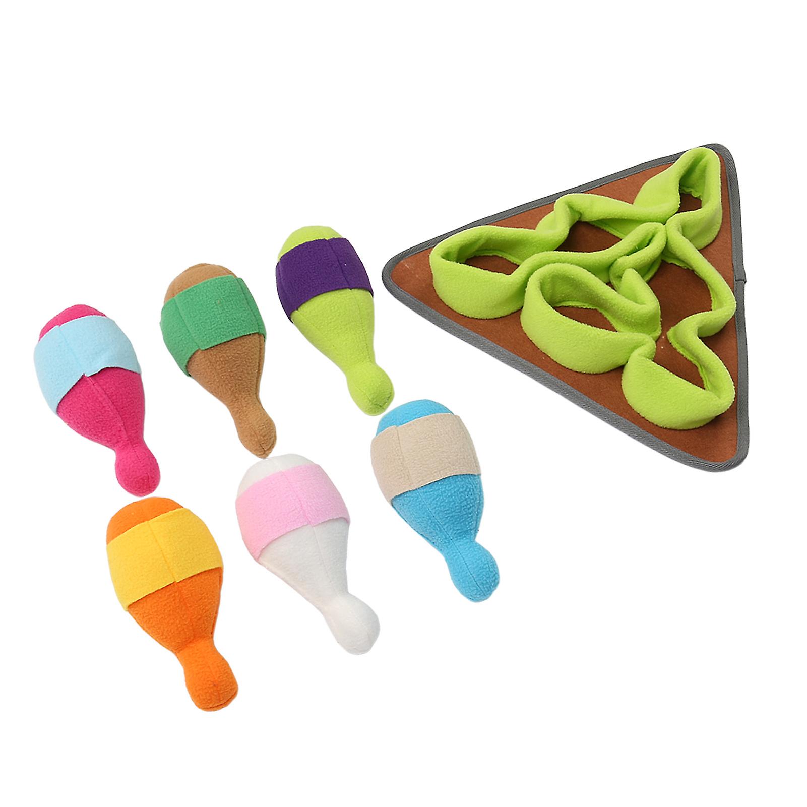 Pet Sniffing Pad Slow Eating Reduce Boredom Dog Sniffing Feeding Mat Puzzle Toy with Squeaky Bowling for Smell Training