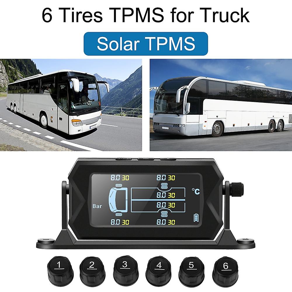 180 Adjustable Bracket With 6 External Sensors Car Rv Truck Tpms Wireless Solar Tire Pressure Monitoring System