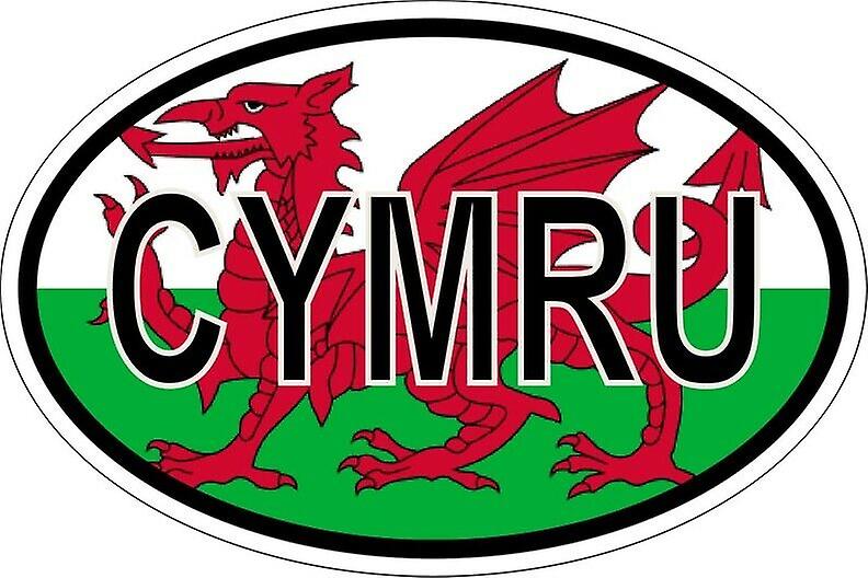 ملصقا بيضاويا البيضاوي العلم رمز البلد CYMRU ويلز ويلز