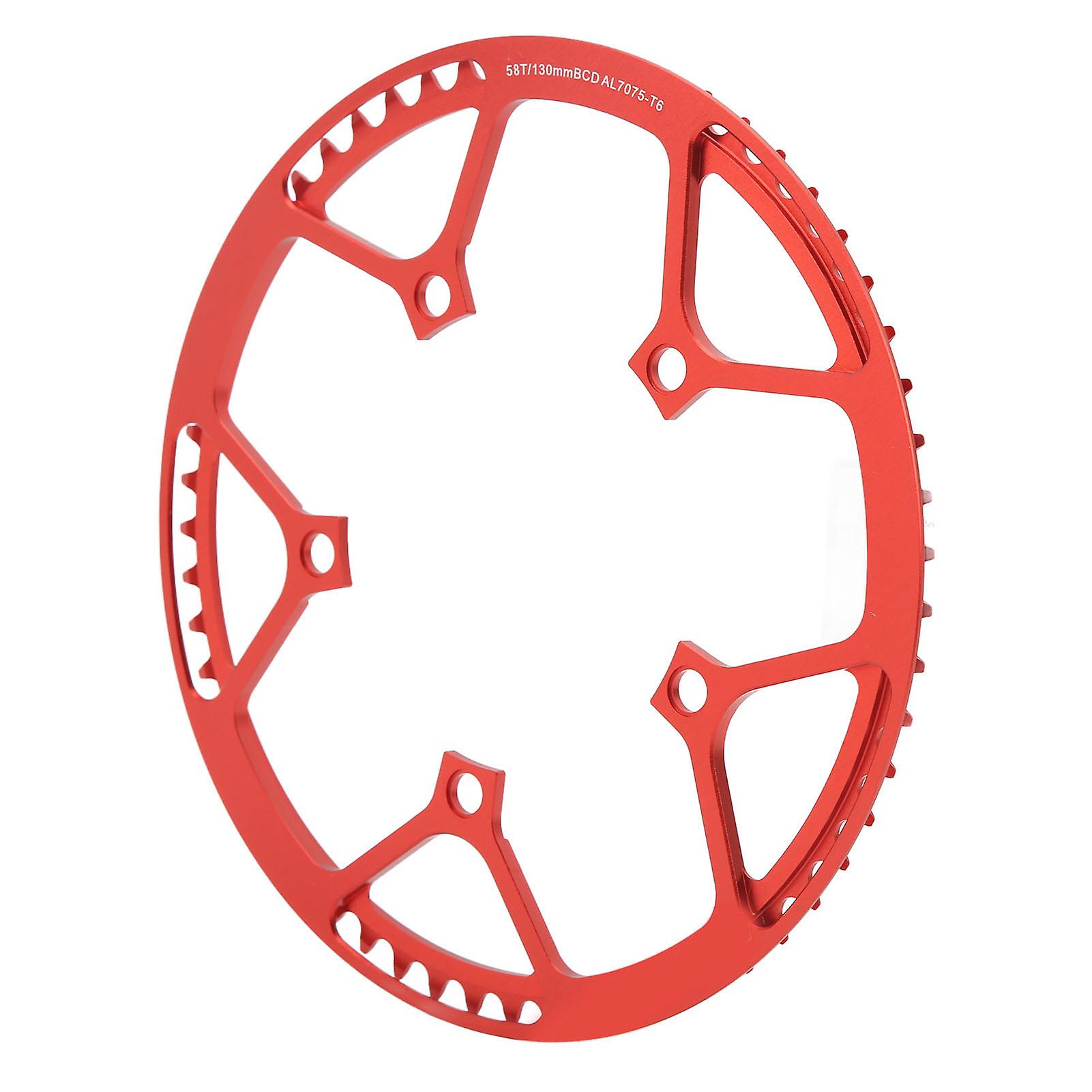 58T Bike Chainring All Aluminum Alloy Low Density Sturdy Anodized Finish 58T Folding Bike Chainwheel Red