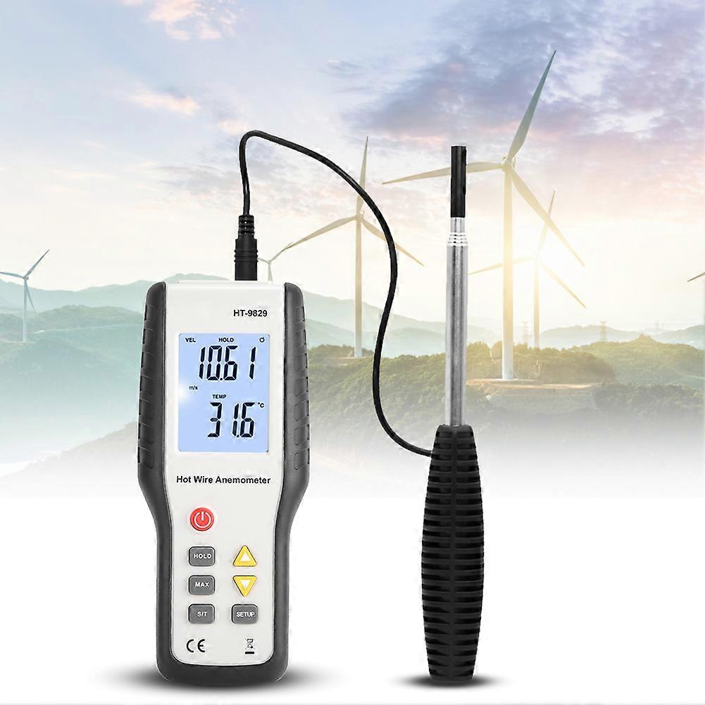 HT9829 Hot Wire Thermal Anemometer for Wind Temperature Air Volume Wind Speed Testing US Plug 100-240V