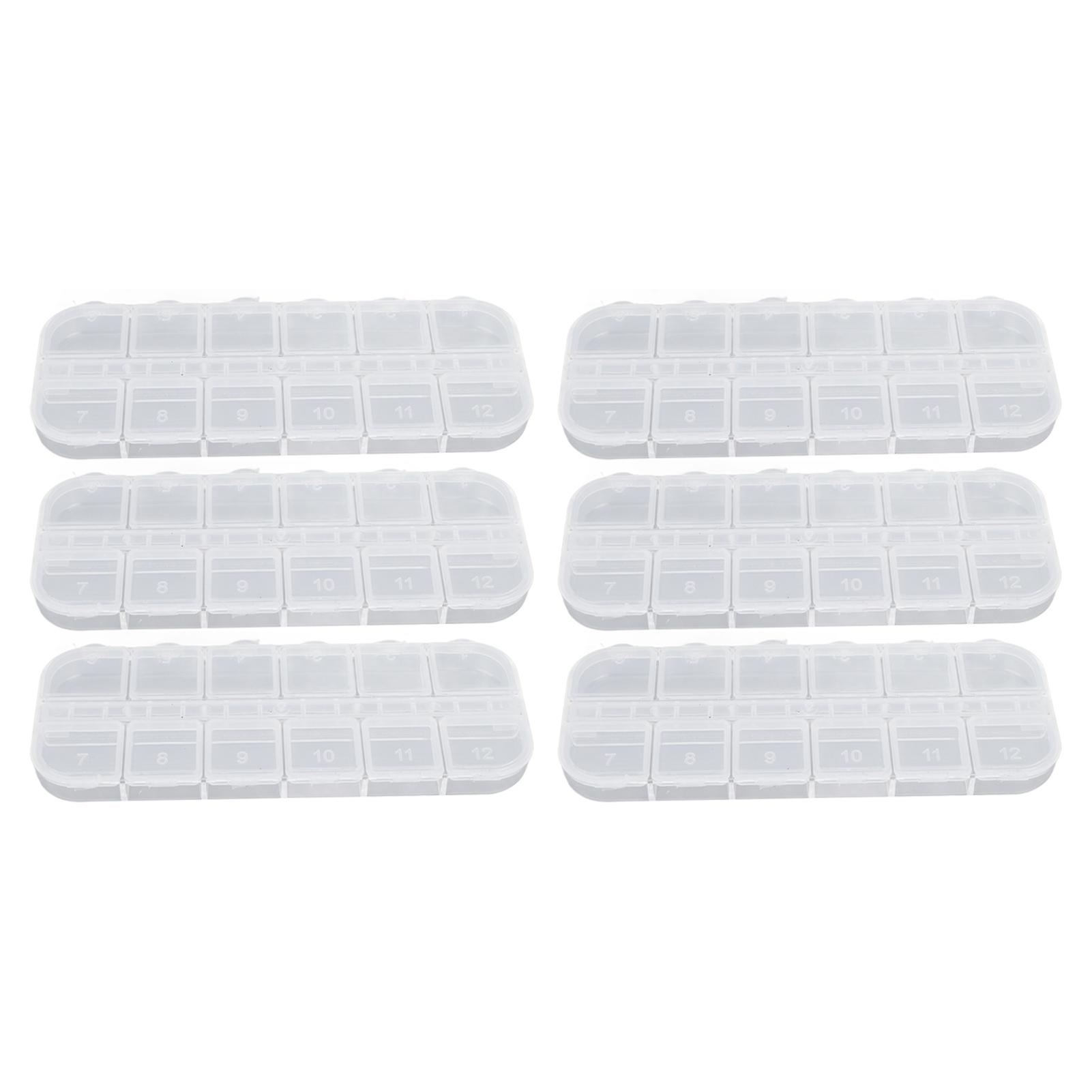 10Pcs Transparent Plastic Nail Tip Organizer Box 12 Grid Dustproof