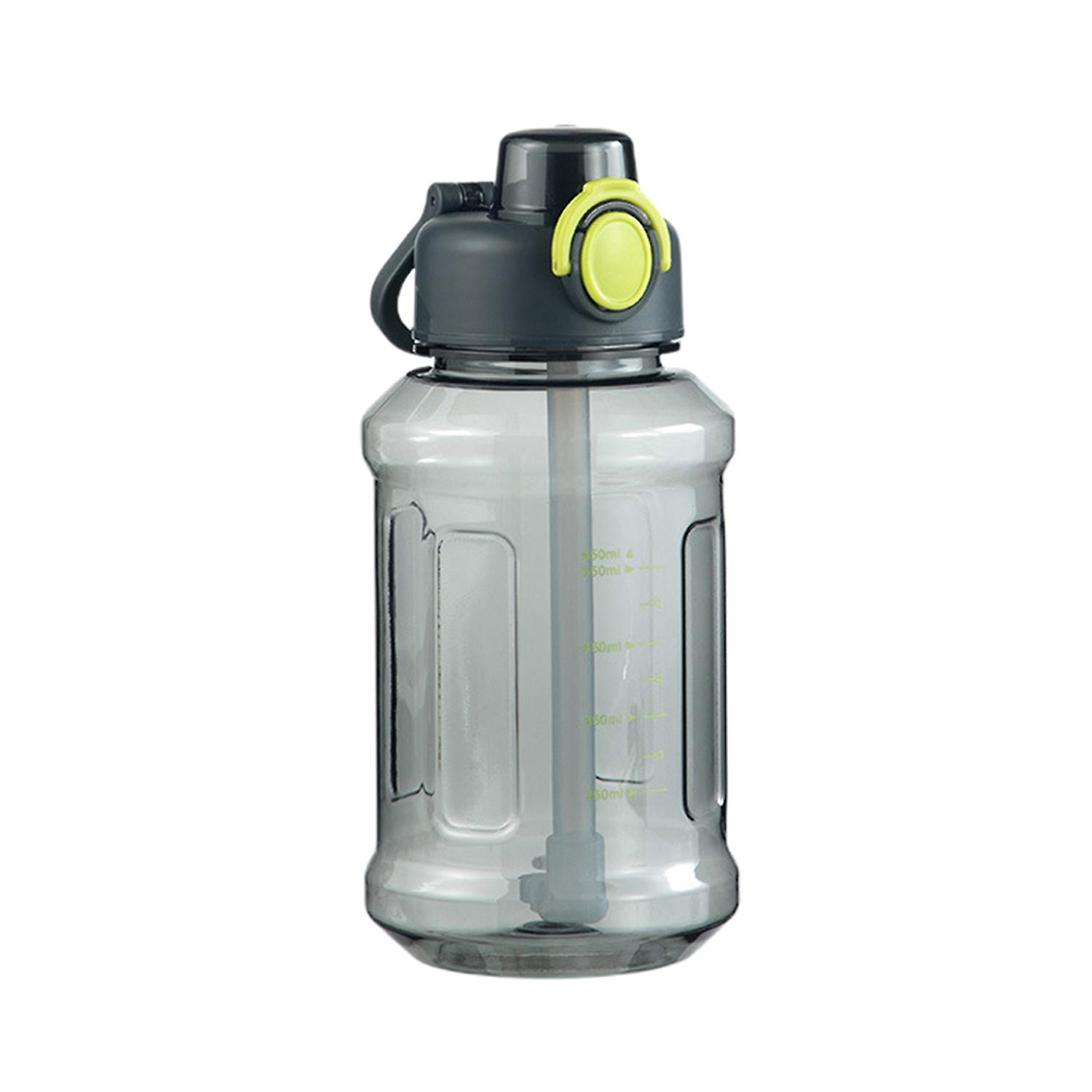 850ml Water Bottle Large Capacity Lock Design with Straw Measure Scale Transparent Drinking One-key