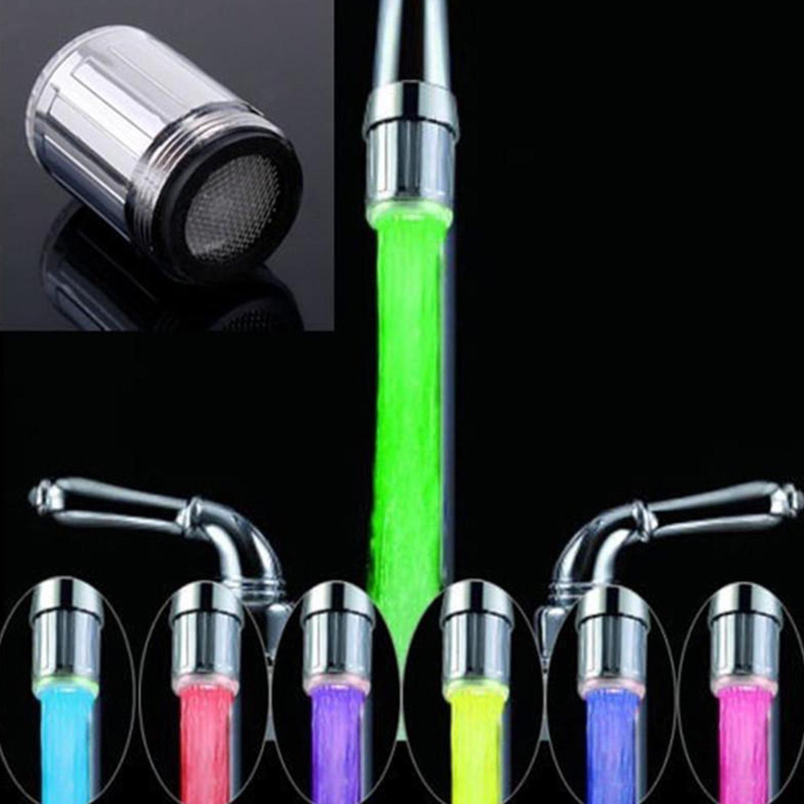 7Color Changing Temperature Sensor LED Light Glow Water Faucet Stream Tap Tool