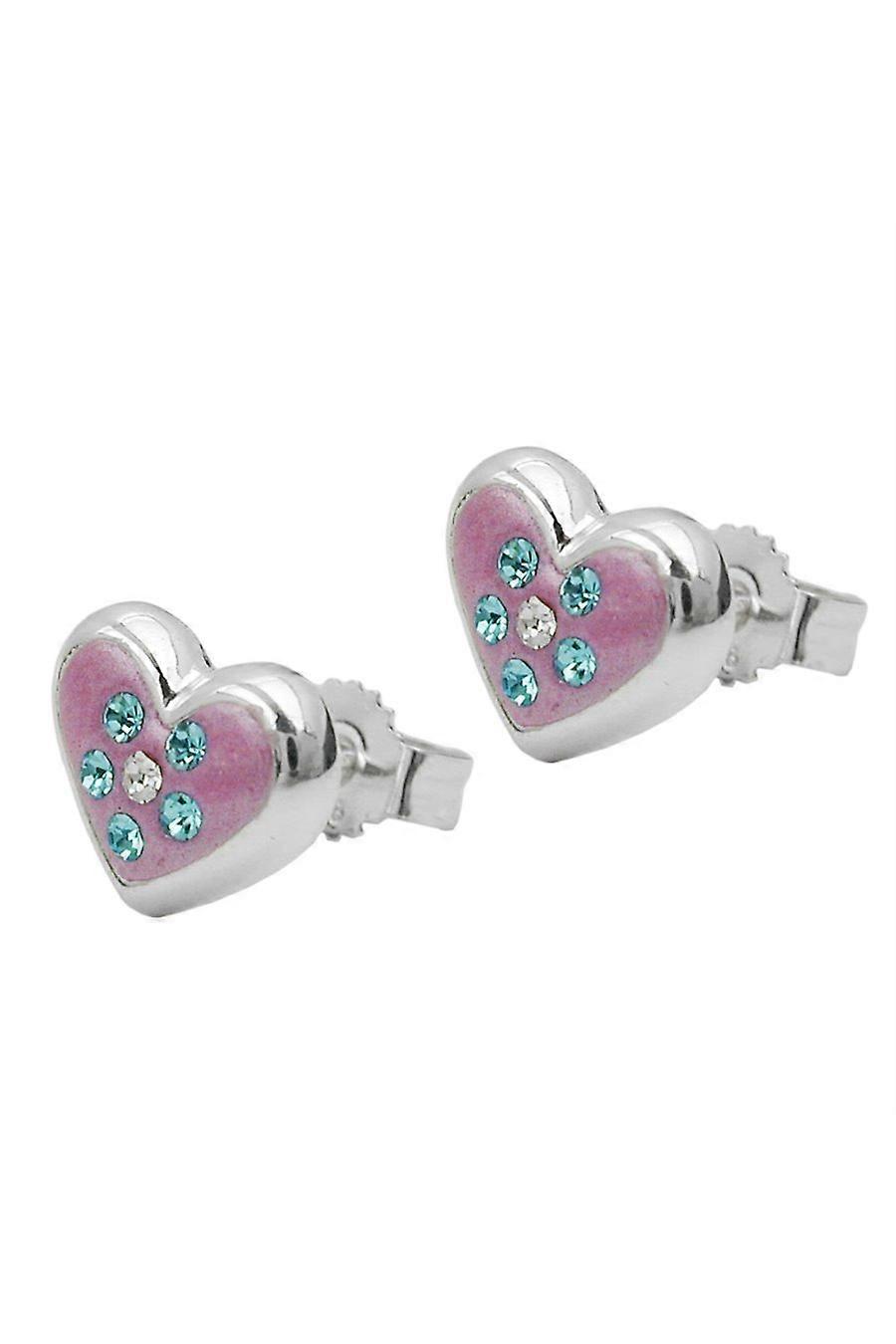 Stud Earrings Pink Heart Silver 925 - Gl90510