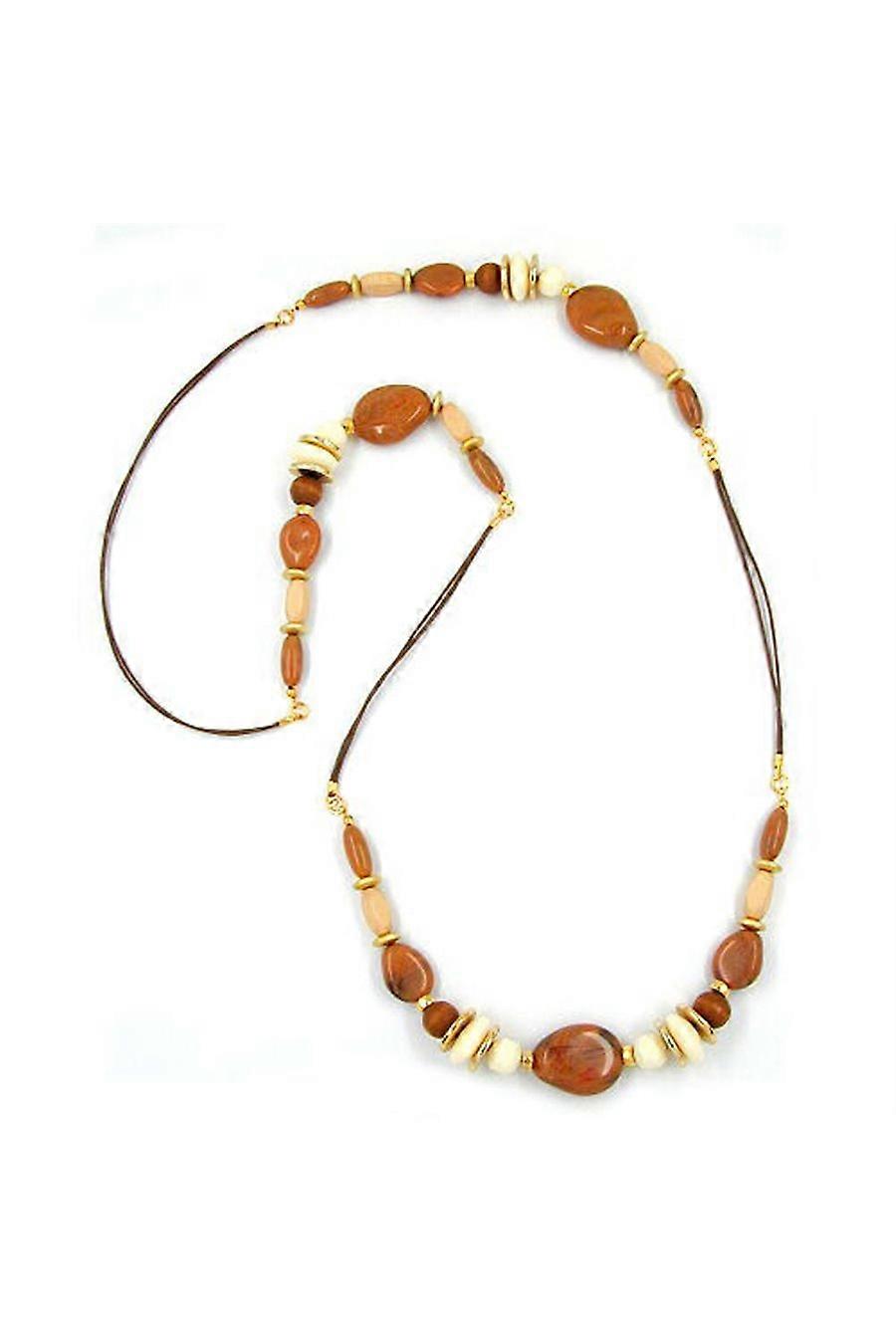 Necklace Beads Brown 100cm - Gl04548