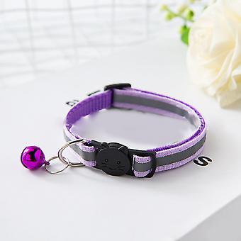 Pet Bell Collar Safety Buckle Adjustable Reflective Cat Collar with Bell for Dogs Puppies KittensPurple