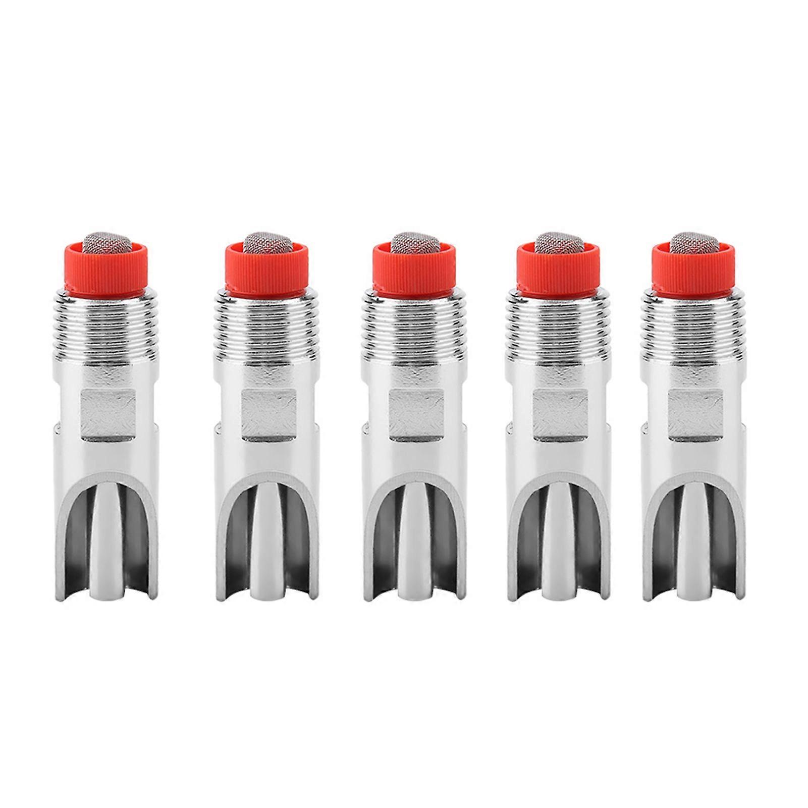 Set of 5 Stainless Steel Automatic Pig Waterers, Red Cap, Duckbill