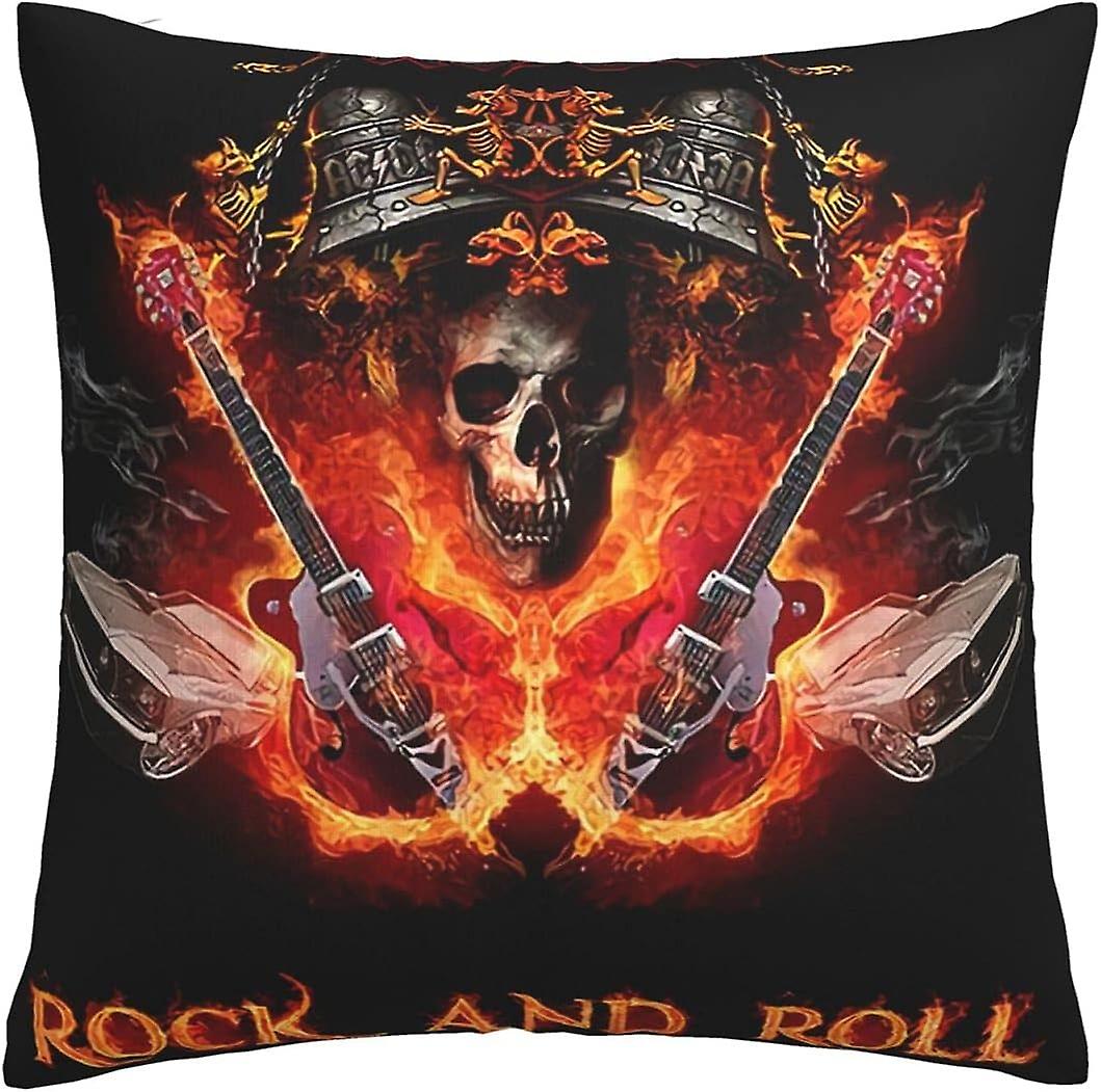 ACDCクッションカバー装飾的な正方形スロー枕カバーソファ車の枕カバー屋外の家のベッドの装飾45cm x 45cm、1個セット -pl7908