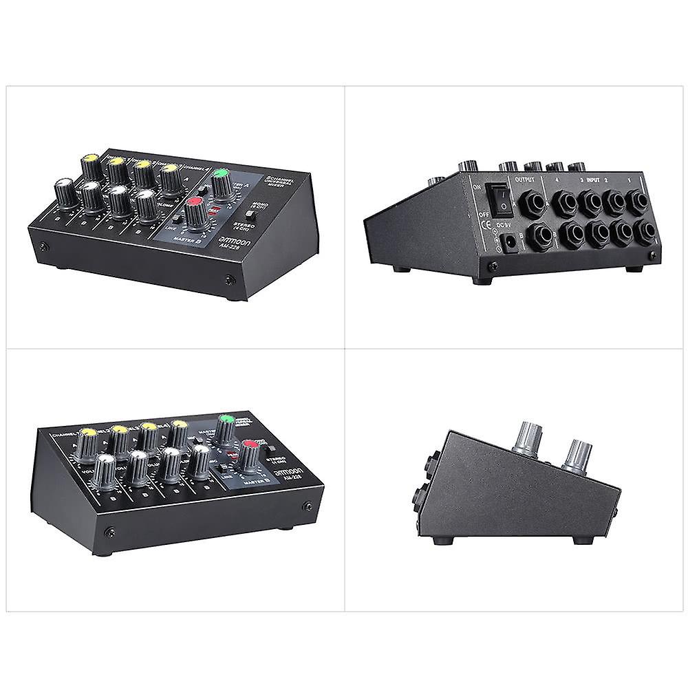 Table De Mixage Audio 4 Canaux Stéréo - Ultra Faible Bruit, Alimentation USB, Boîtier Métal Compact (11.7x7.1x2.3 Cm)