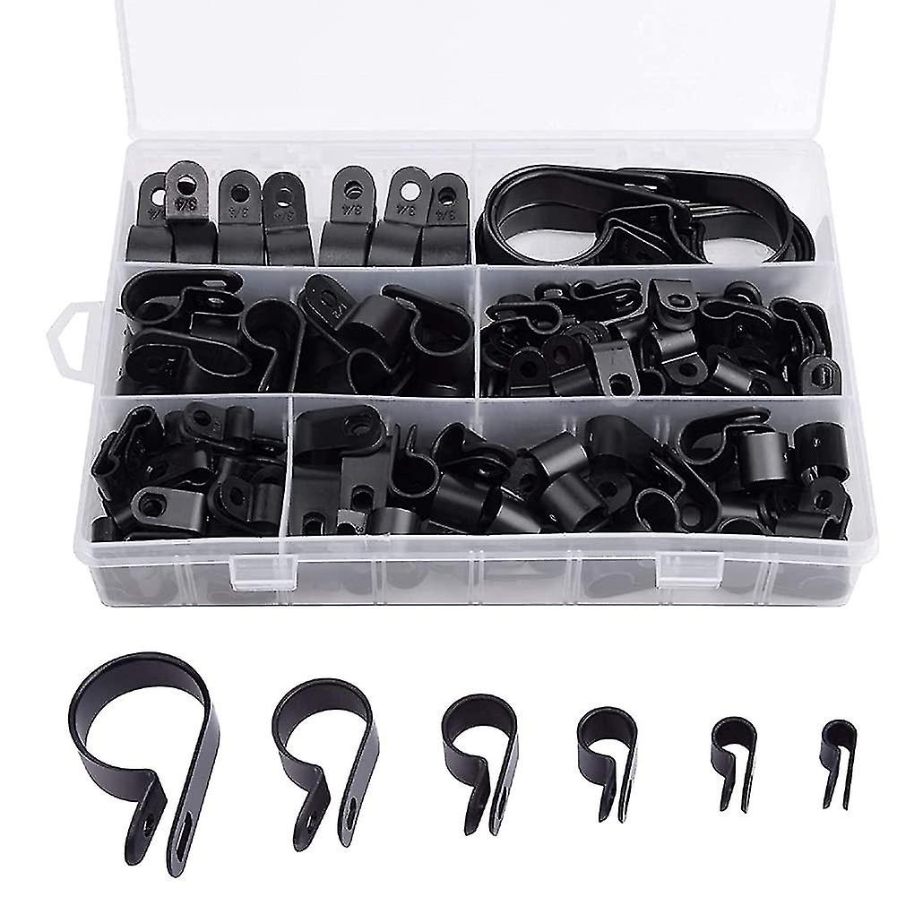 200pcs R-type P-type Cable Clamps Plastic Nylon Wire Clip Assortment Kit Hardware Tools Cable Clip