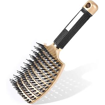 Haarborstel, zwijnenhaar Paddle haarborstel voor vrouwen, zachte massage haarkam, ontwarren haarborstel voor
