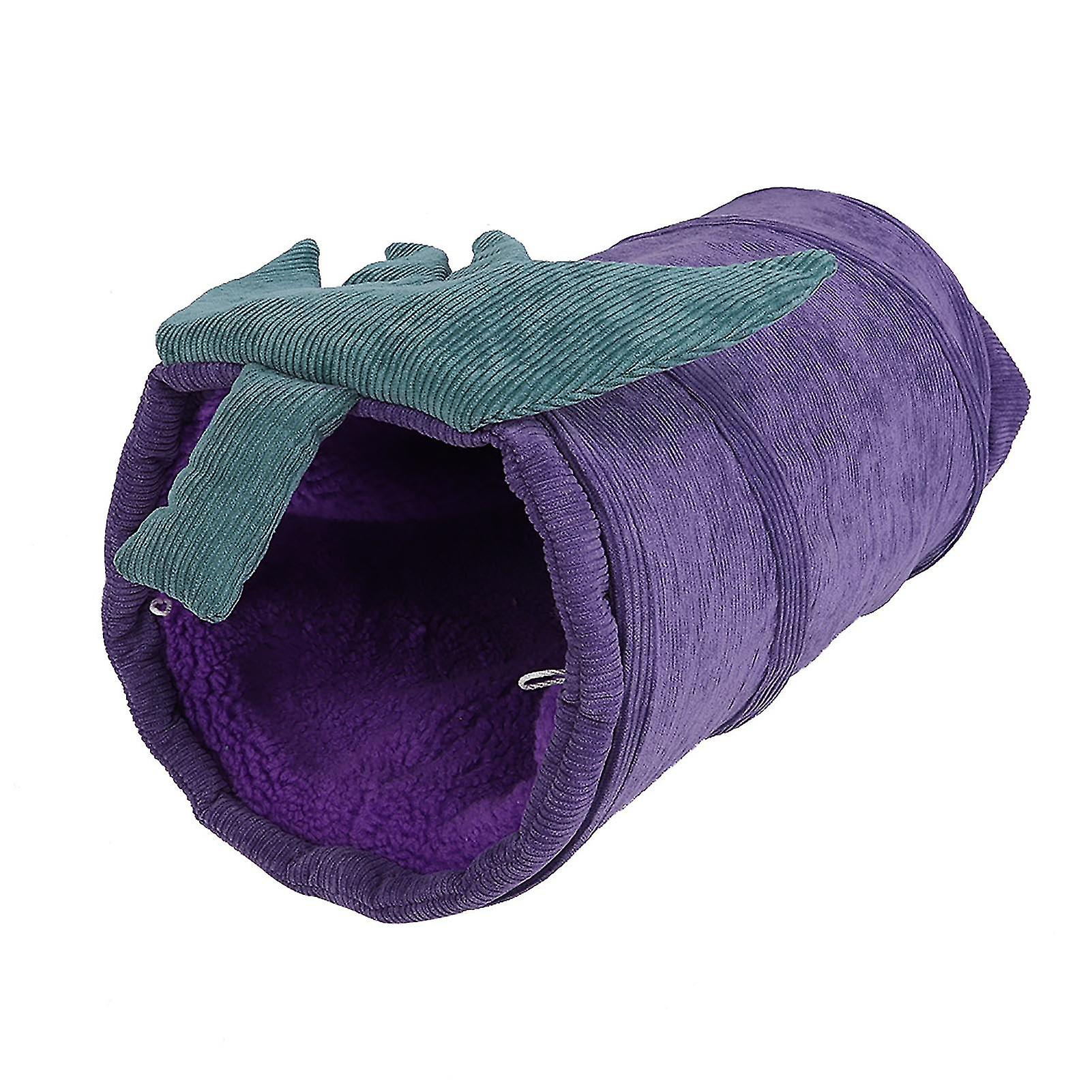 Cat Tunnel Toy - Collapsible, Interactive, Foldable - Vegetable Design (Eggplant)