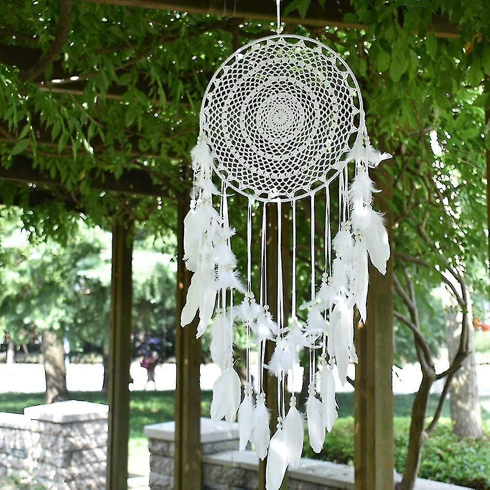 Large Boho Style Dream Catcher With White Feathers,macrame Wall Hanging Handmade