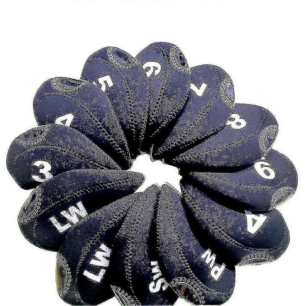 12pcs/set نادي الغولف الحديد غطاء الرأس حامي النيوبرين جولف واقية غطاء الرأس