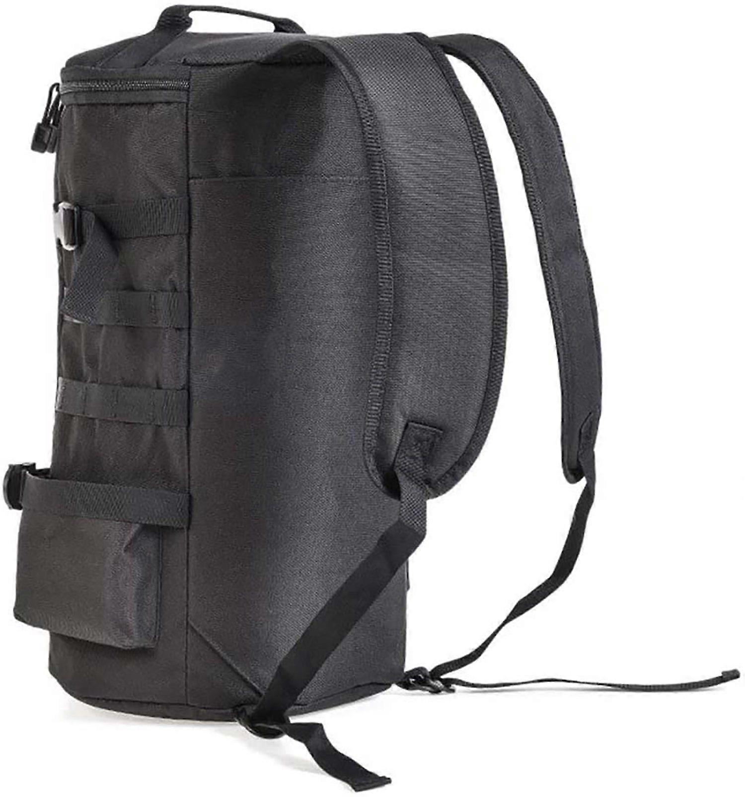 Fishing Backpack, Cylindrical Fishing Backpack Large Capacity Polyester Backpack,Black