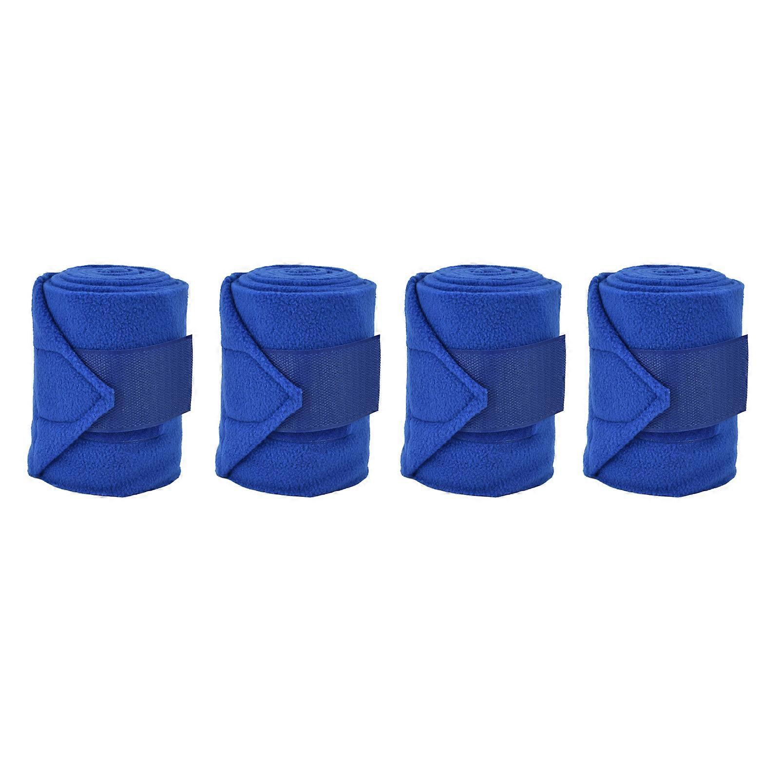 4Pcs Horse Leg Warp Hoop and Loop Fastener Guard Soft Polyester Set Kit for Dog Cow Cat Blue NO.4148