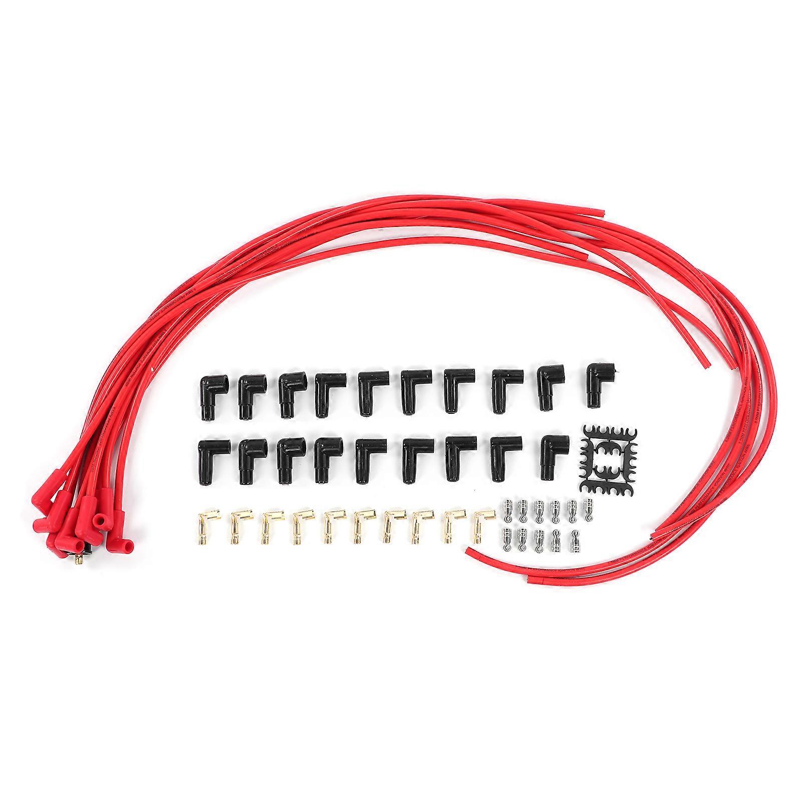8mm/0.3in  Spark Plug Wire Kit with Accessorire Pack Stable Performance 4041R Universal Red