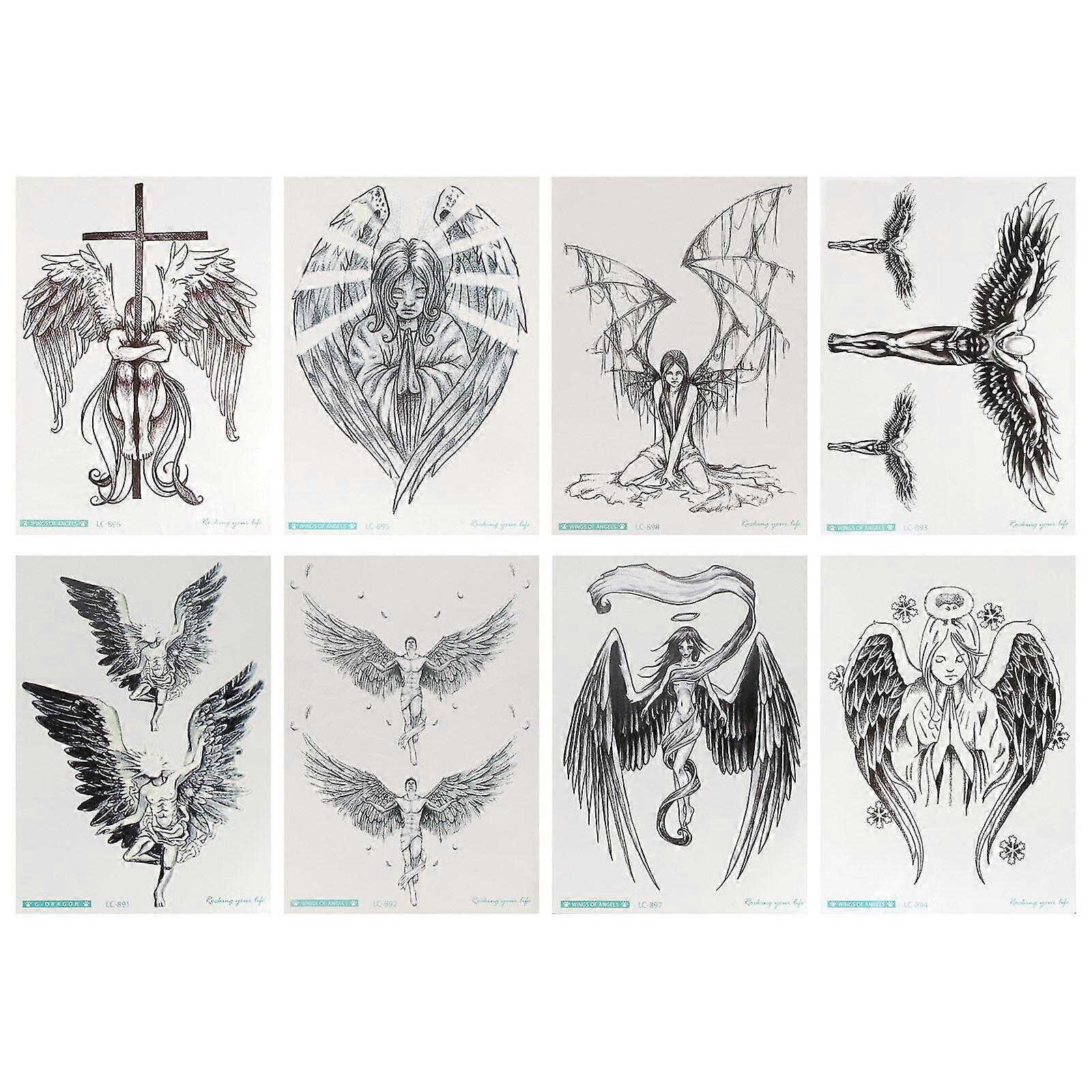 8pcs Personalized Angel Pattern Fake Tattoos Waterproof Tattoos Sticker